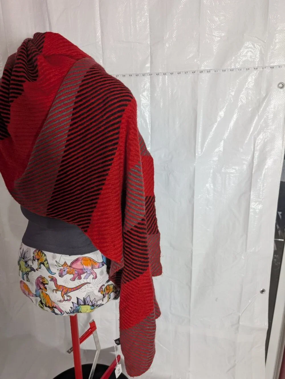 Mixit Oversized Plaid Blanket Scarf Red Gray Black One Size Wrap Shawl